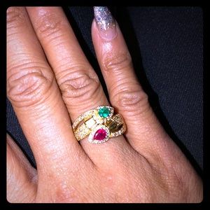 24k gold ring w semiprecious stones